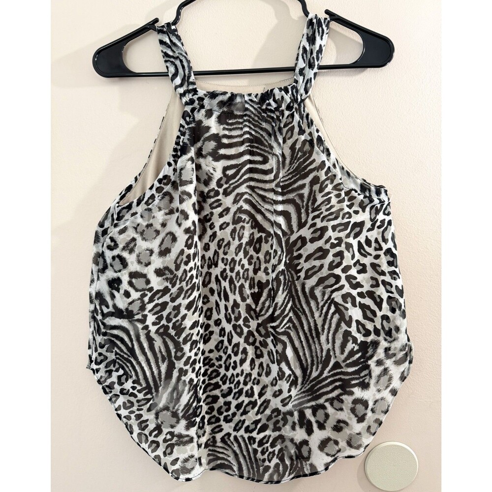 Altar'd State Tank Top Women Medium Animal Print Black White Sleeveless Blouse